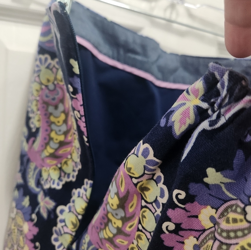 Talbots Plus 16W Navy Purple Paisley Floral Skirt Stretchy - Picture 5 of 6